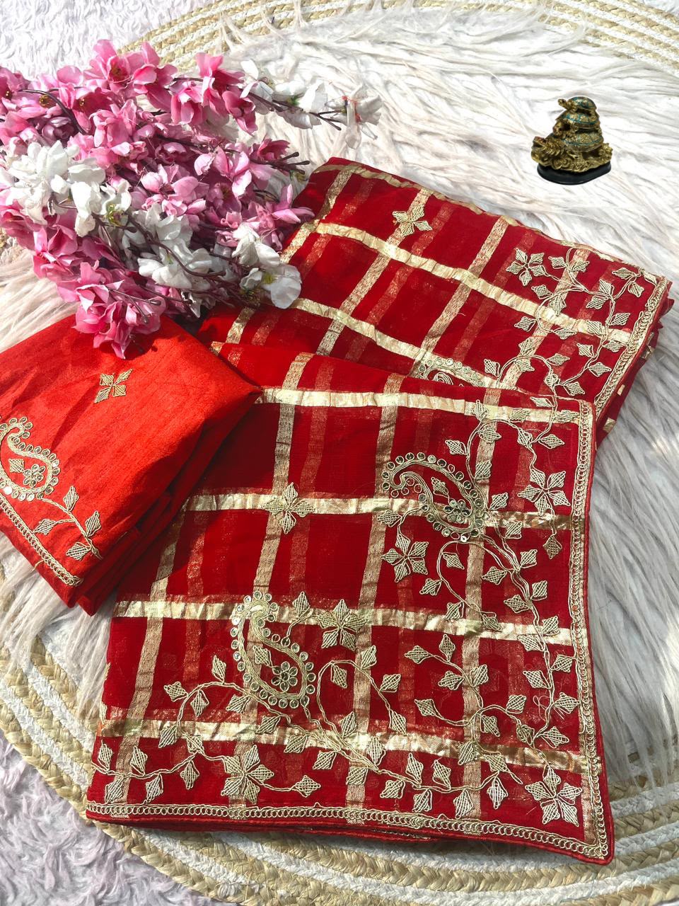 Soft Viscose Silk Designer Saree with Traditional Pitta Work & Heavy Mono Blouse