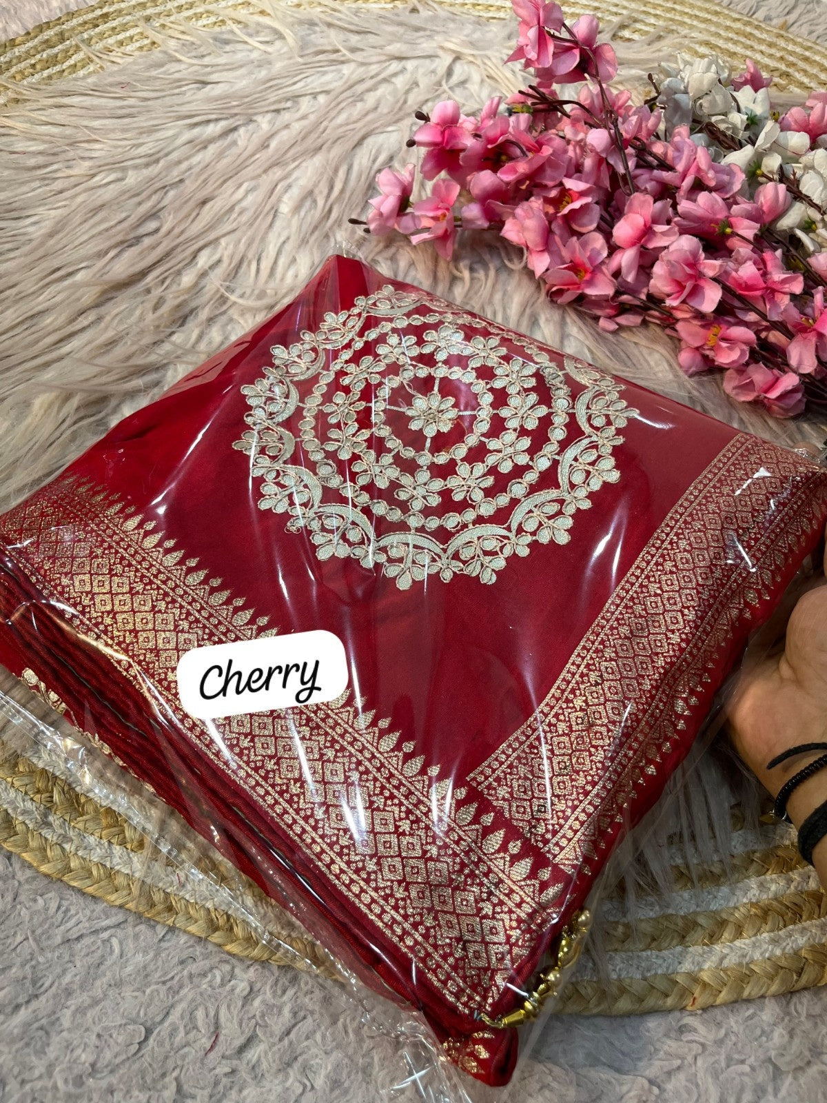 Premium Dola Viscose Weaving Saree with Jaipuri Gotapatti Work & Rich Pallu