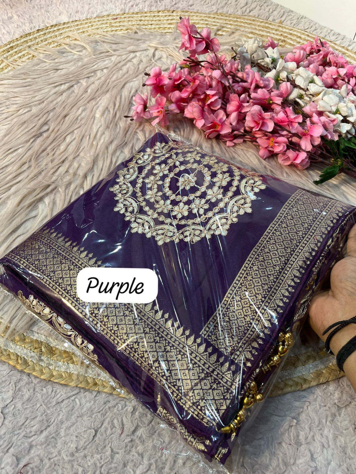 Premium Dola Viscose Weaving Saree with Jaipuri Gotapatti Work & Rich Pallu