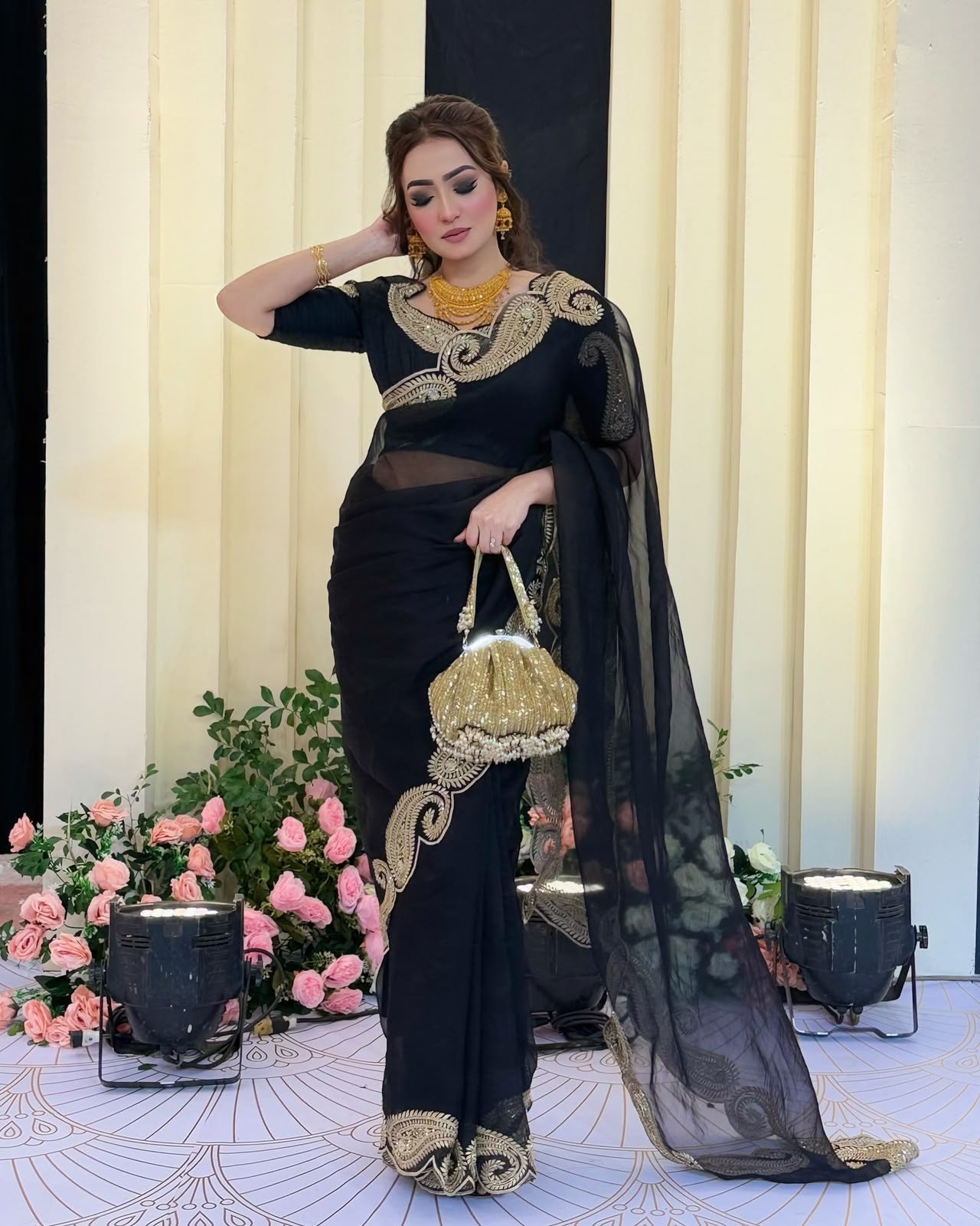 Premium Soft Rangoli Silk Saree with Zari & Sequin Embroidery Work