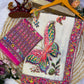 Designer Butterfly Floral Printed Saree with Real Mirror & Sequins Work