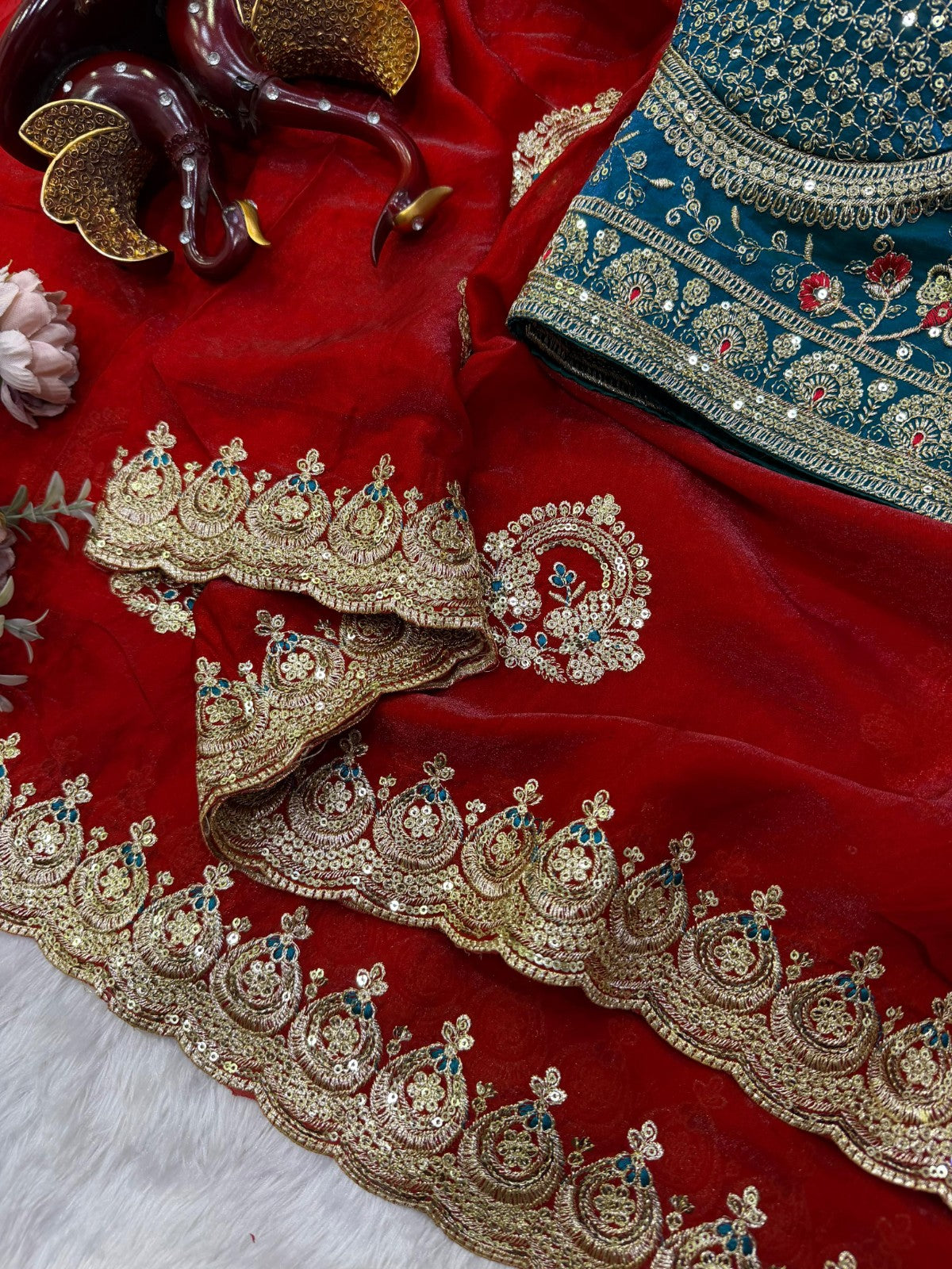 Luxury Sequins & Zari Embroidered Designer Saree