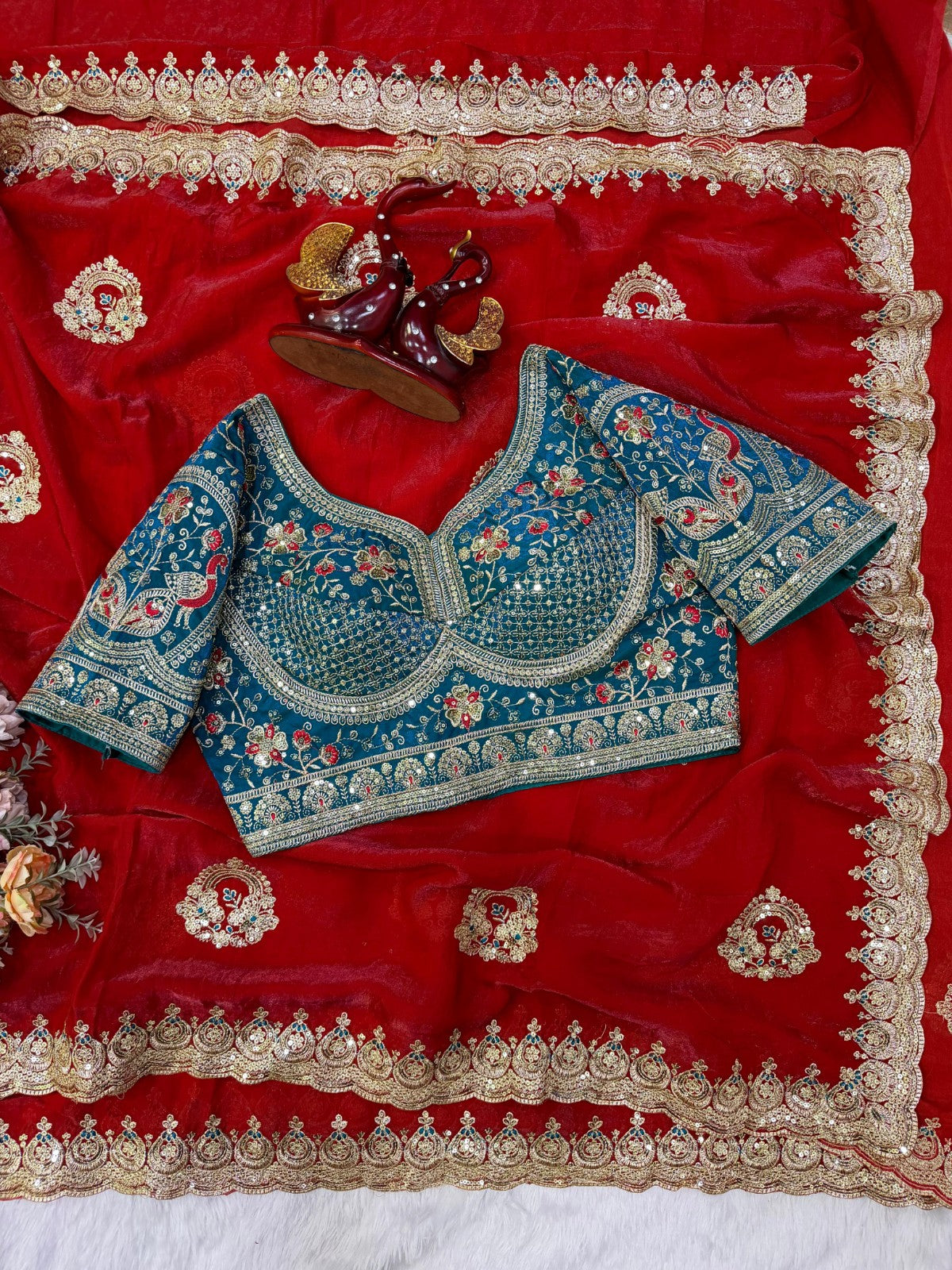 Luxury Sequins & Zari Embroidered Designer Saree