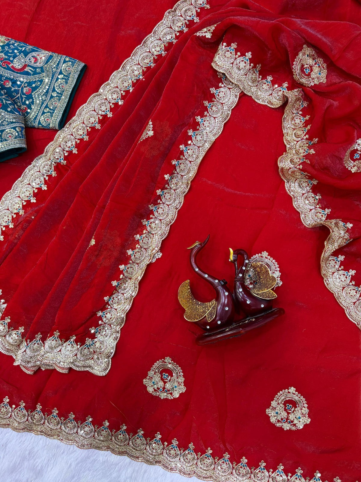 Luxury Sequins & Zari Embroidered Designer Saree