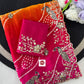 Heavy Pure Georgette Leheriya Saree with C-Pallu Multi Sequins & Foil Embroidery