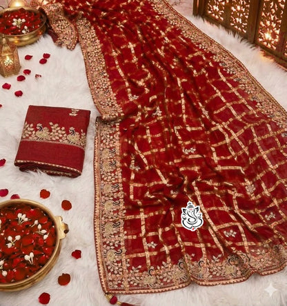 Premium Viscose Silk Saree with Traditional Pittawork