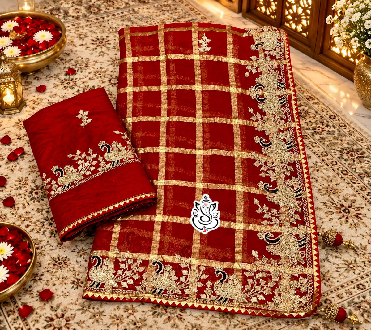 Premium Viscose Silk Saree with Traditional Pittawork