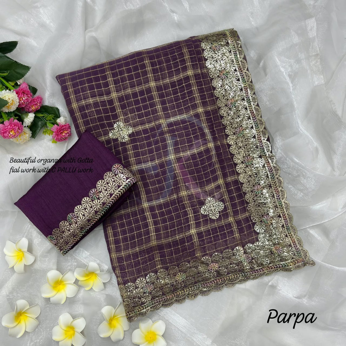 Luxury Viscose Chiffon Foil Work Saree