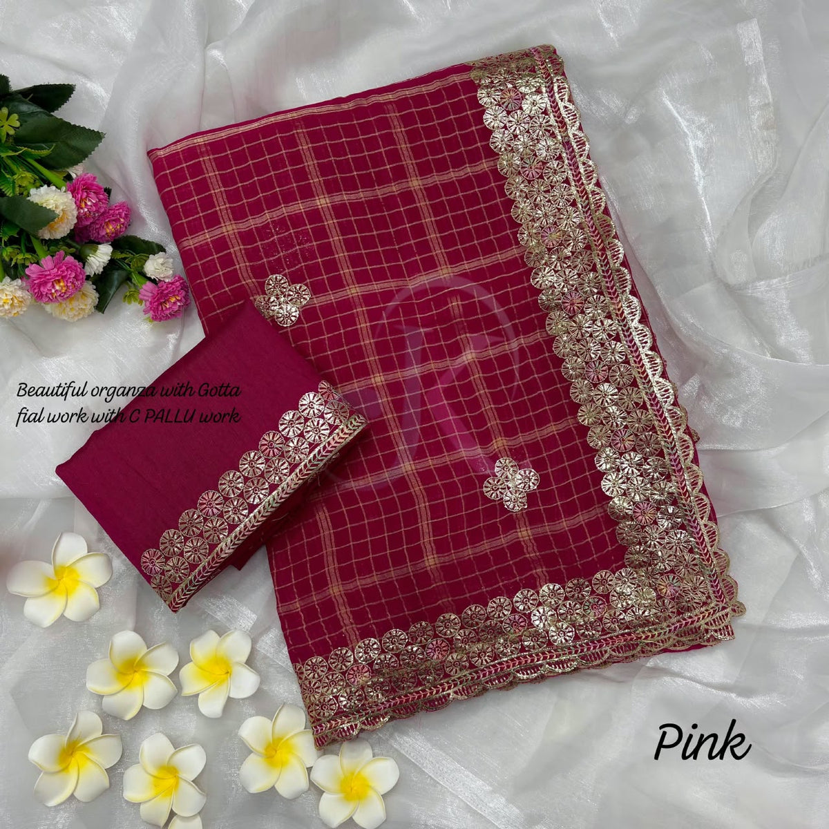 Luxury Viscose Chiffon Foil Work Saree