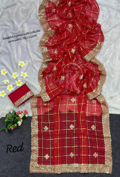 Luxury Viscose Chiffon Foil Work Saree