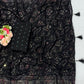 Royal Black Georgette Party Wear Saree with Diamond Work