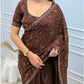 Royal Brown Sequin & Bead Embroidered Saree