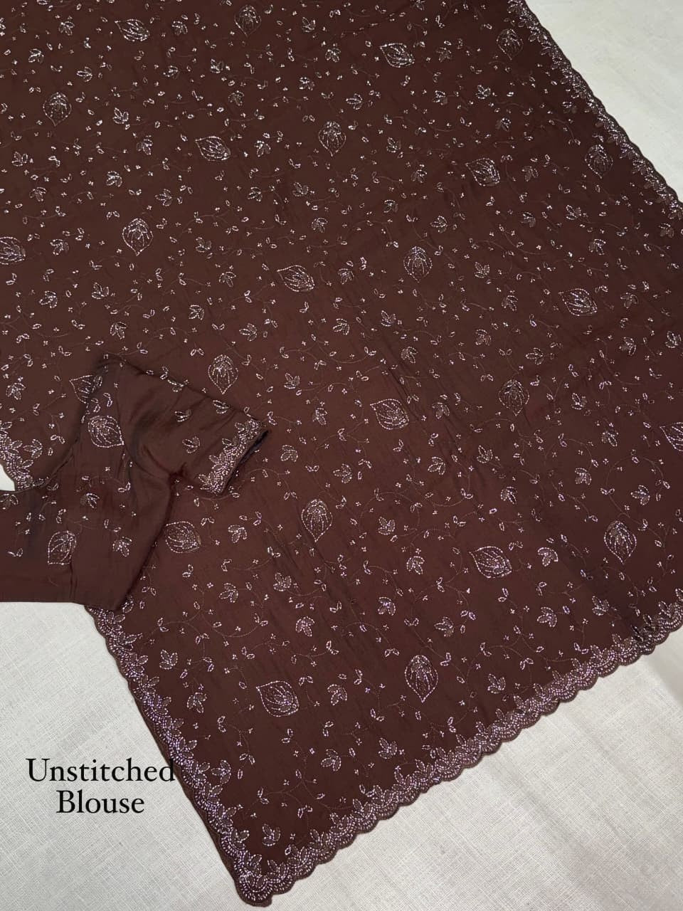 Royal Brown Sequin & Bead Embroidered Saree