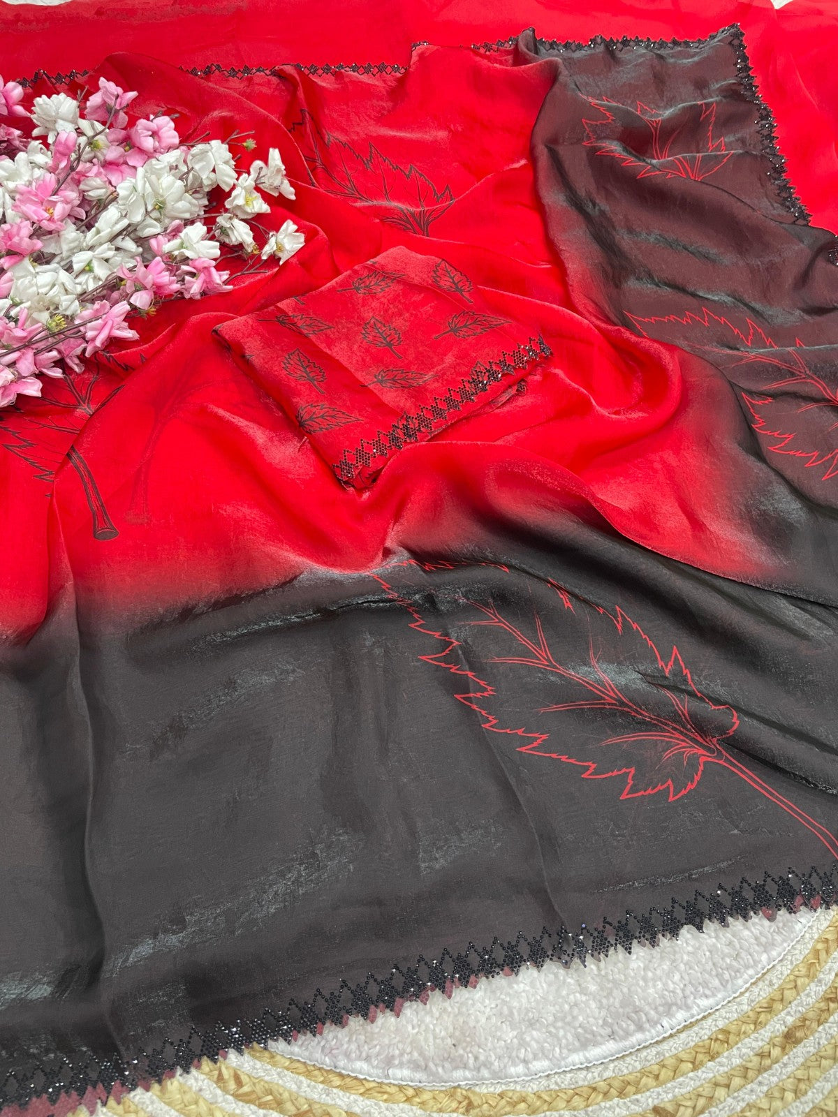 👑 Designer Space Silk Saree – Digital Print & Beautiful Jarkhan Work 👑
