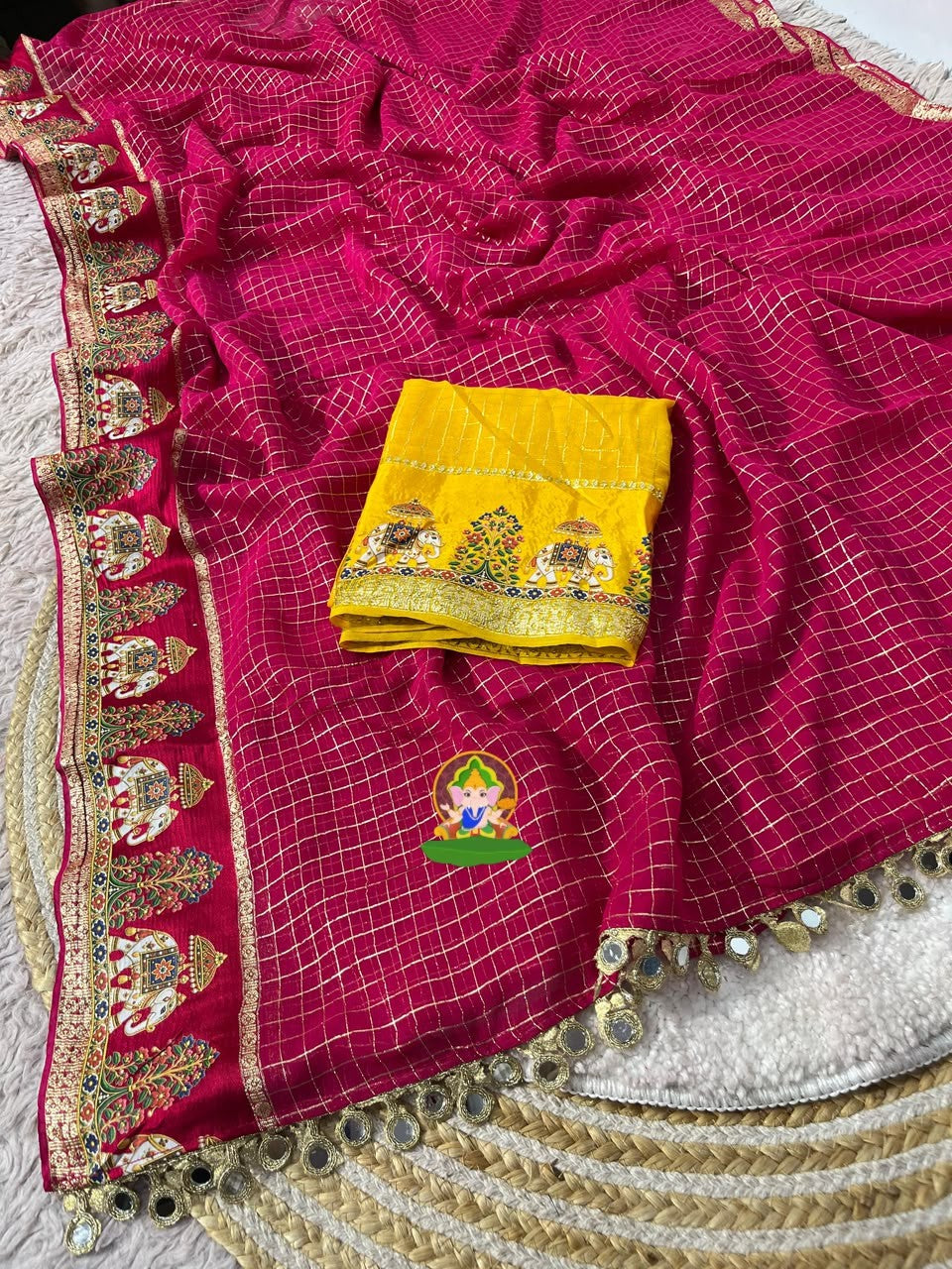 ✨ ROYAL VISCOSE CHECK DESIGNER SAREE ✨