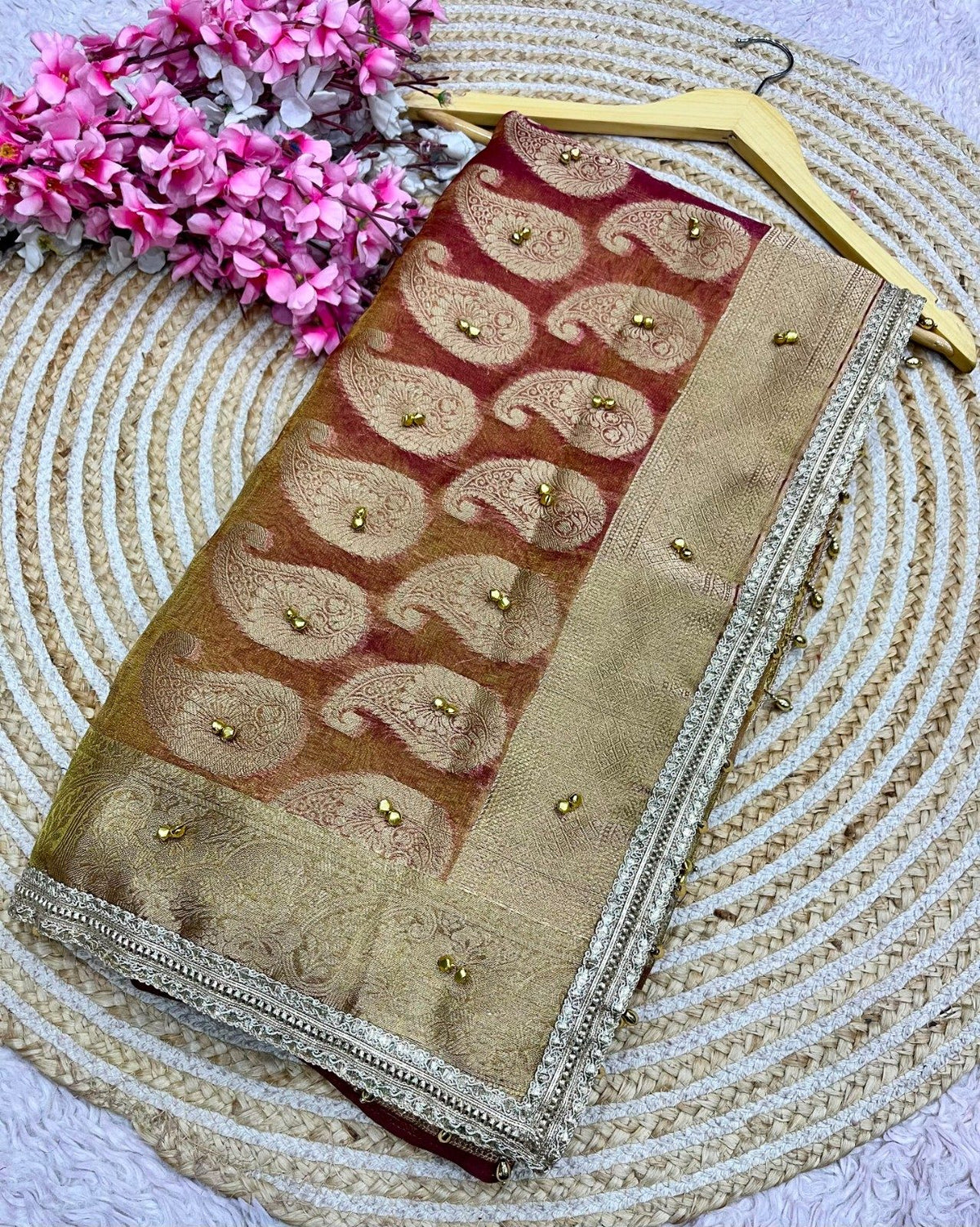Designer Ghungroo Tissue Silk Saree