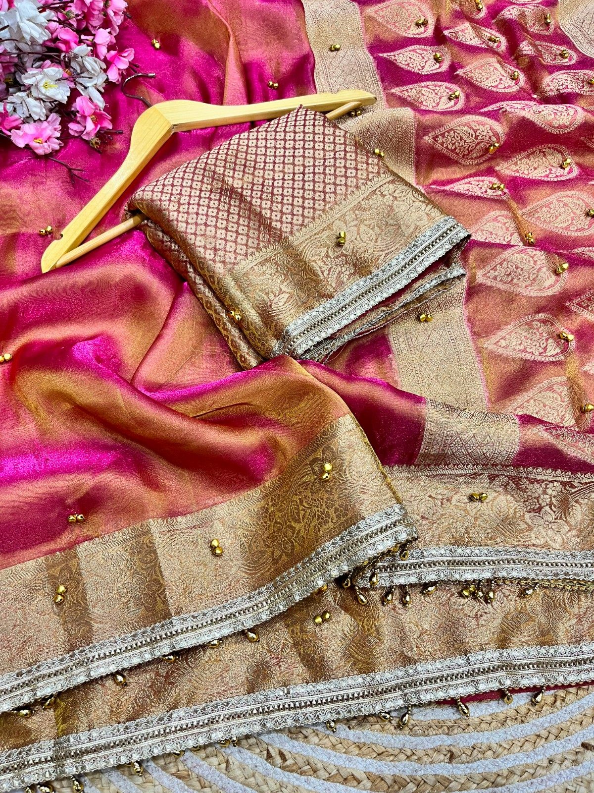 Designer Ghungroo Tissue Silk Saree