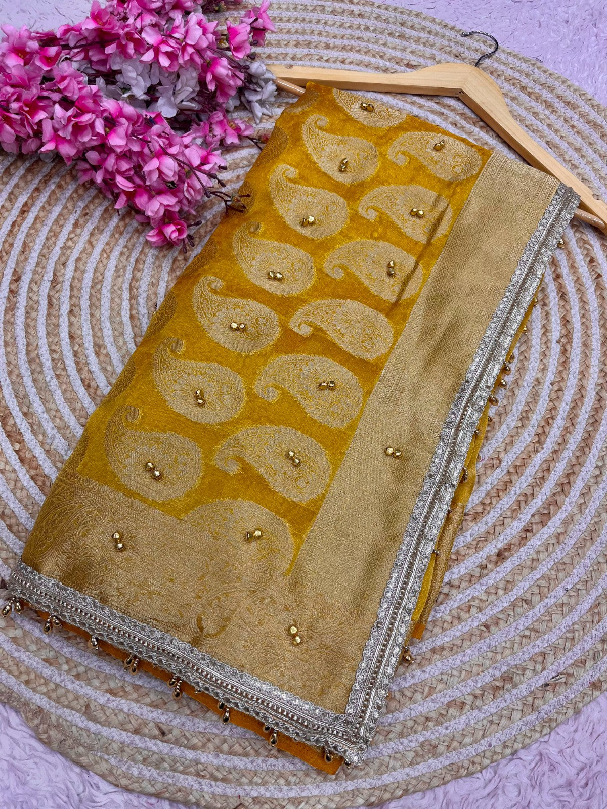 Designer Ghungroo Tissue Silk Saree