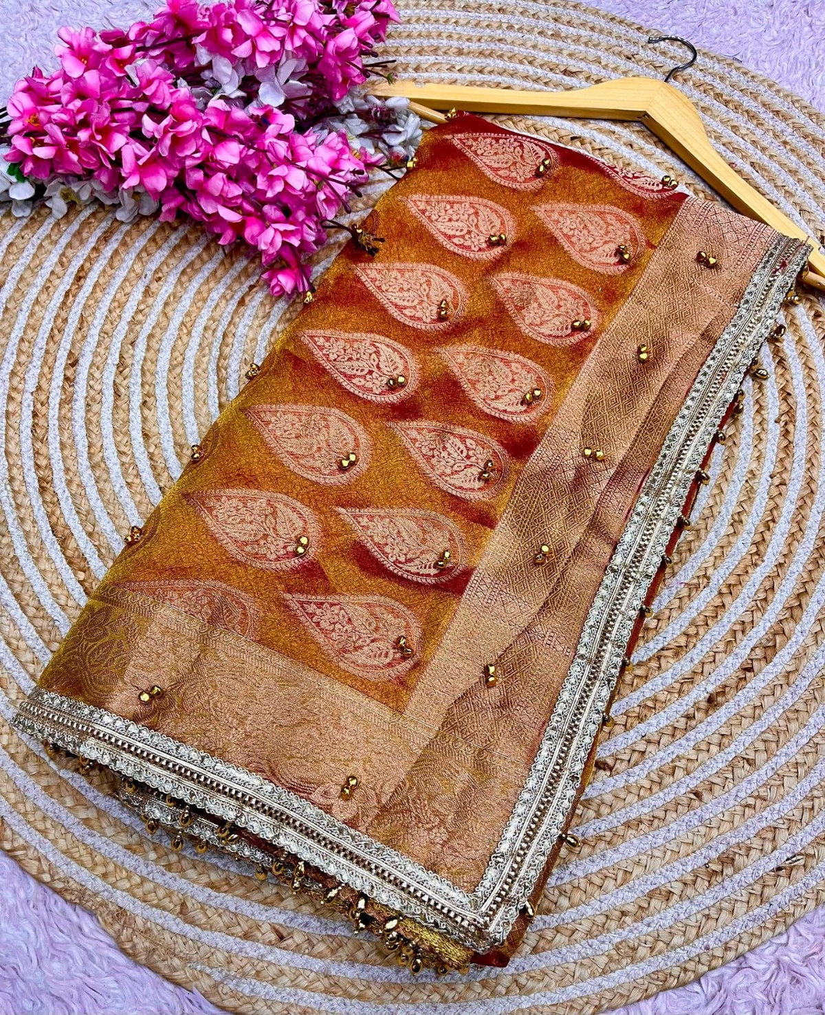 Designer Ghungroo Tissue Silk Saree