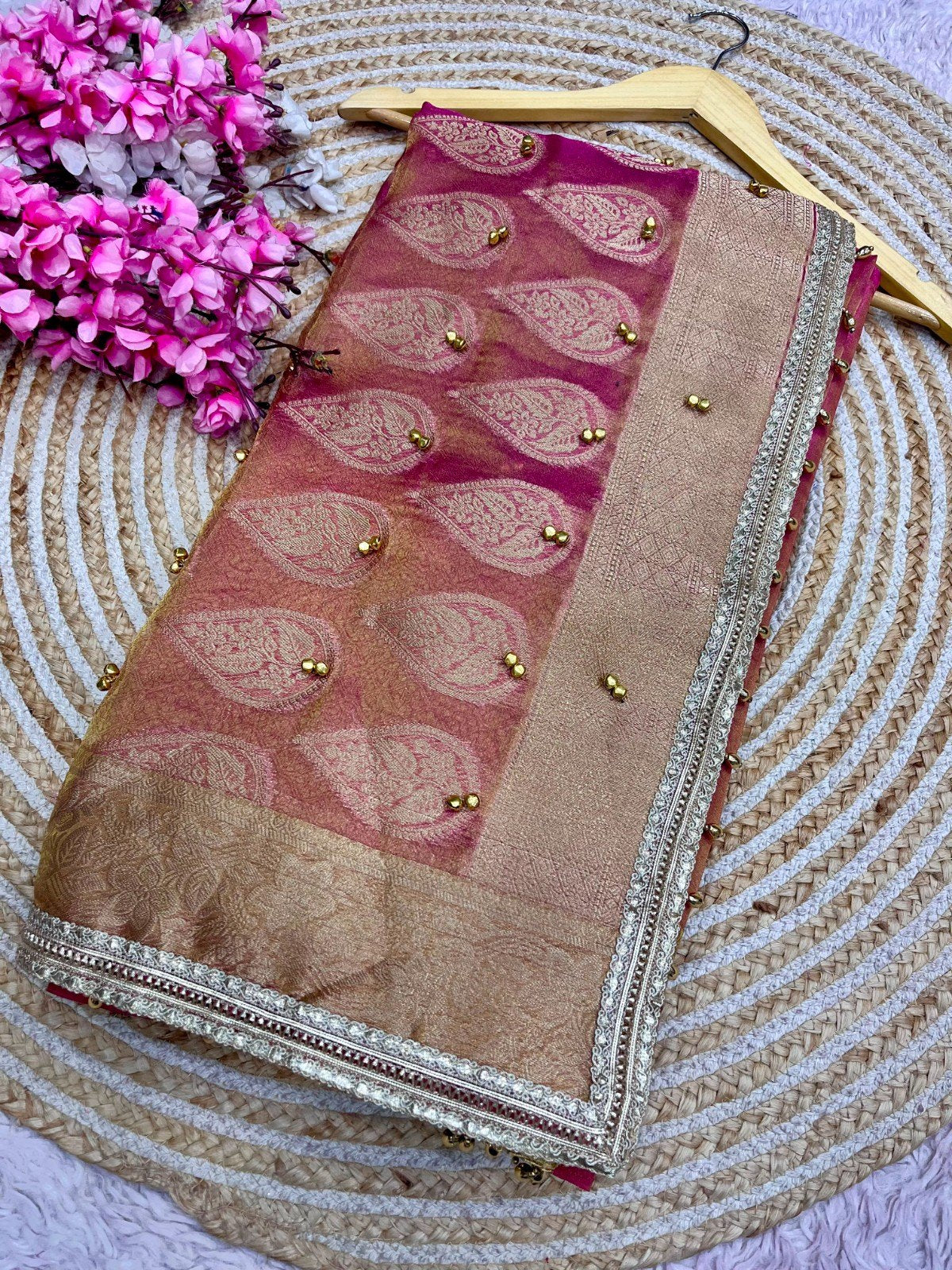 Designer Ghungroo Tissue Silk Saree