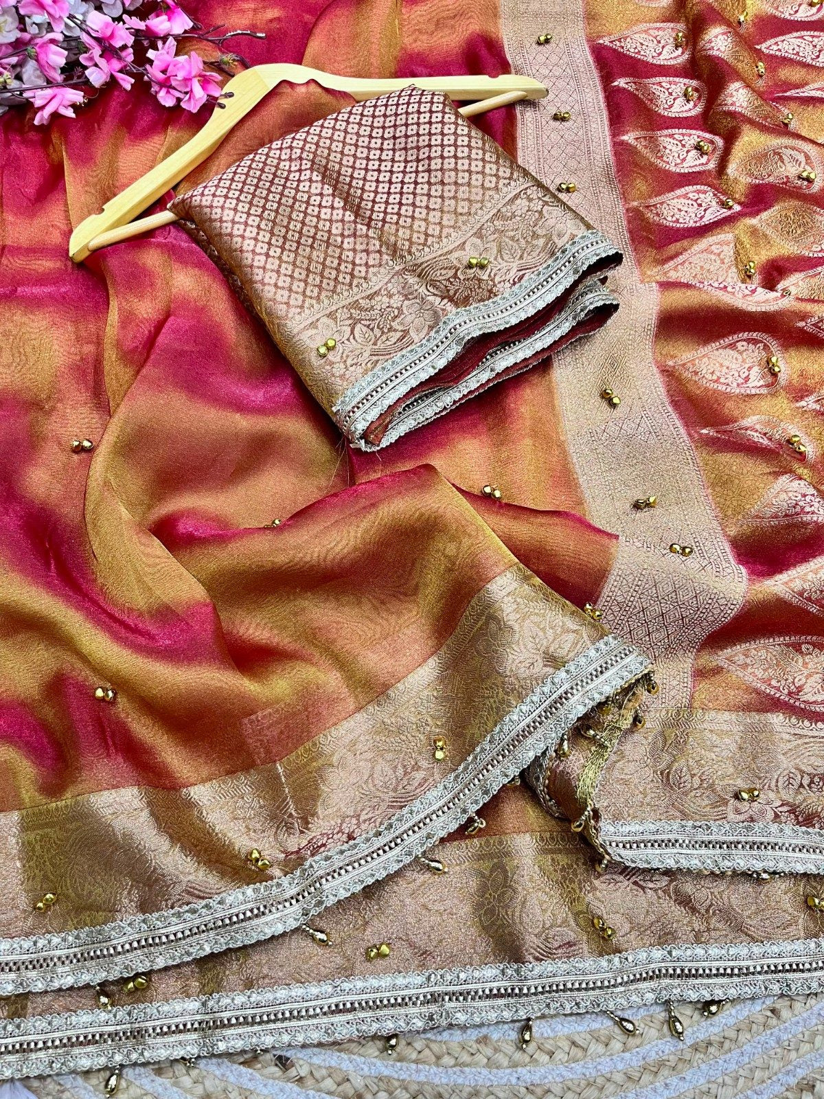 Designer Ghungroo Tissue Silk Saree