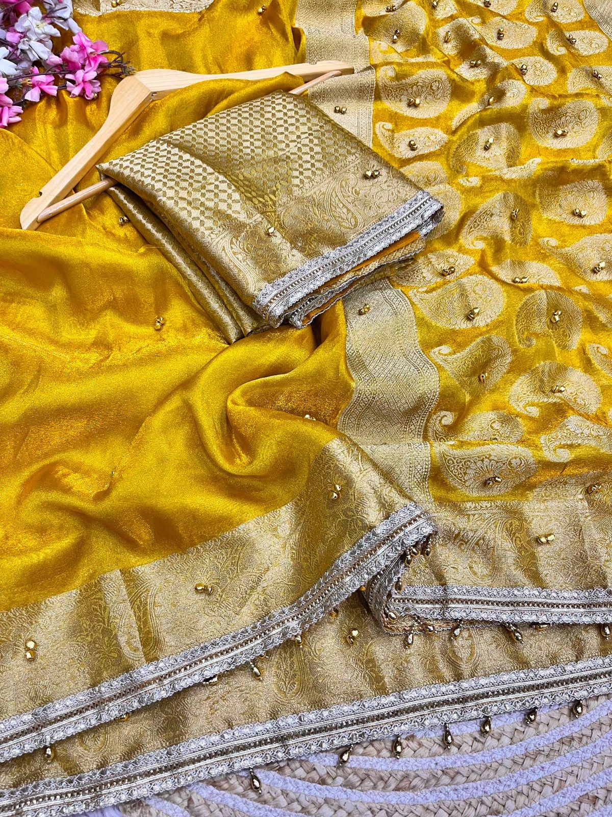 Designer Ghungroo Tissue Silk Saree