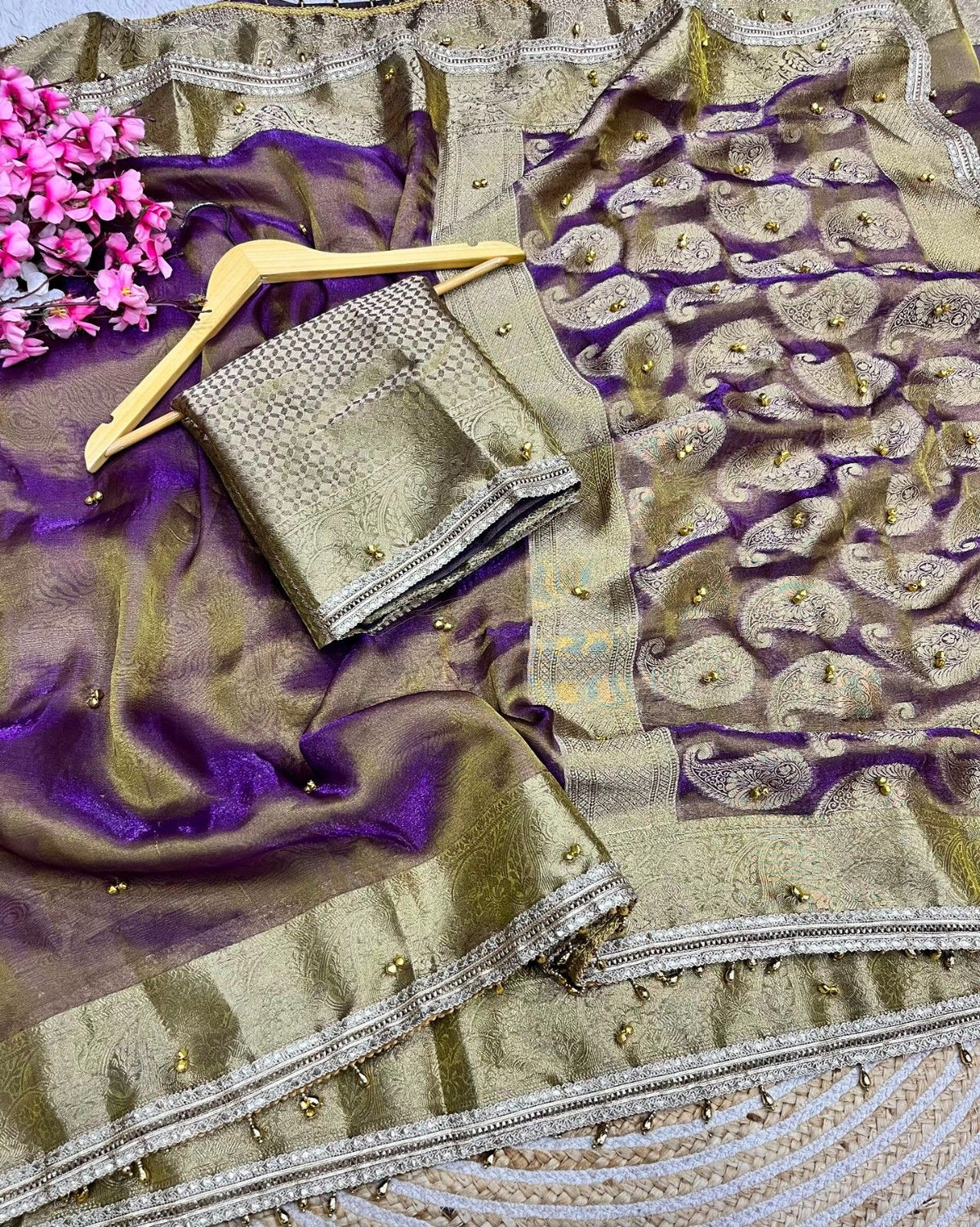 Designer Ghungroo Tissue Silk Saree