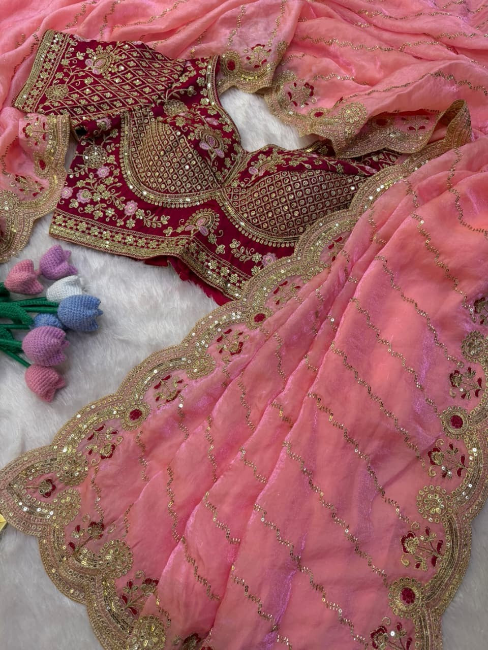 💎 Designer Space Silk Saree | Bead, Sequin & Zari Work
