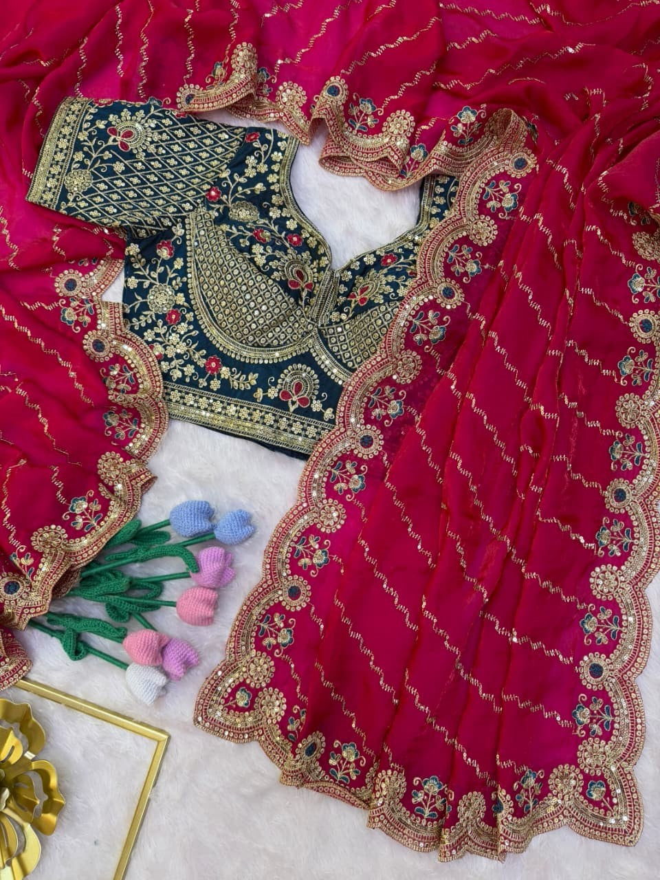 💎 Designer Space Silk Saree | Bead, Sequin & Zari Work