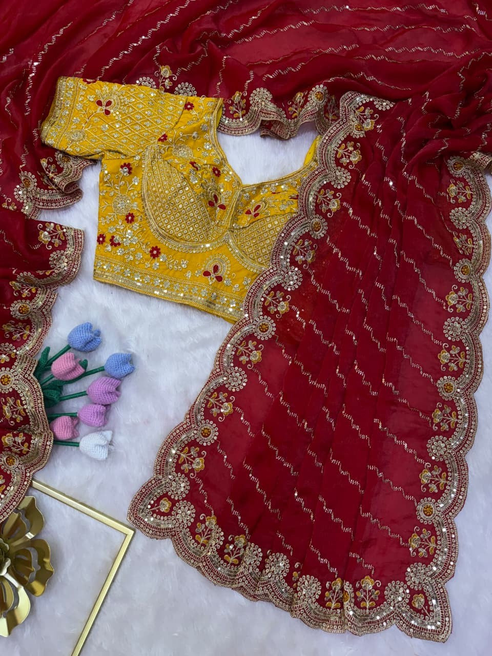 💎 Designer Space Silk Saree | Bead, Sequin & Zari Work