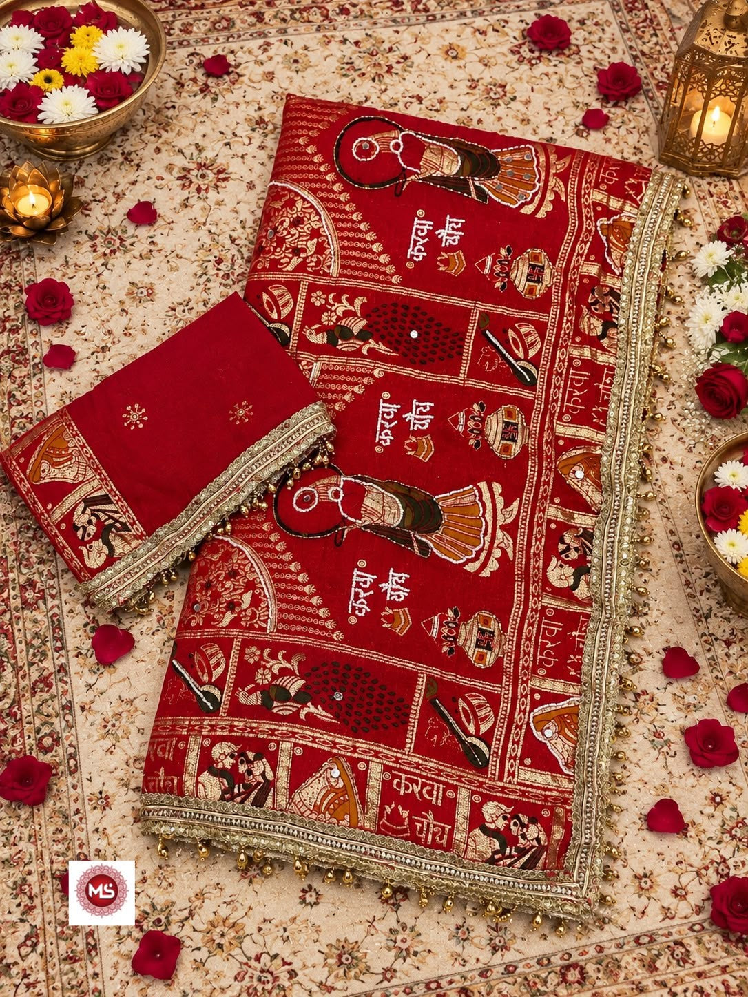 Karwa Chauth & Teej Special ✨ | Dola Viscose Meena Saree with Handwork & Mirror Work