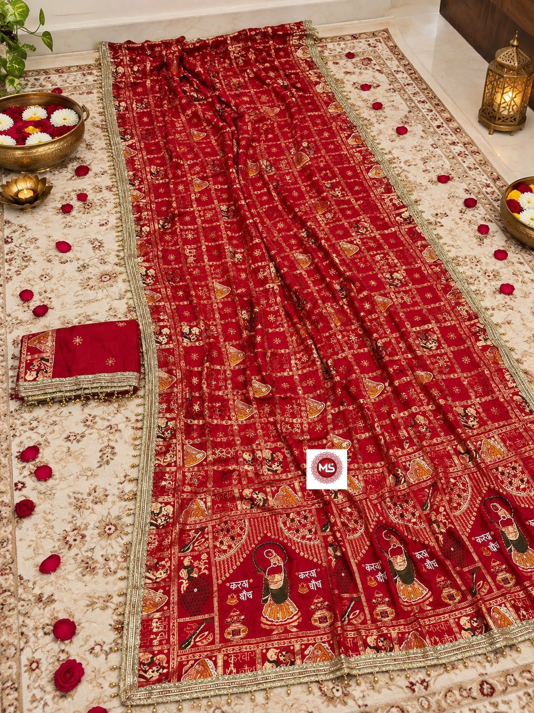 Karwa Chauth & Teej Special ✨ | Dola Viscose Meena Saree with Handwork & Mirror Work