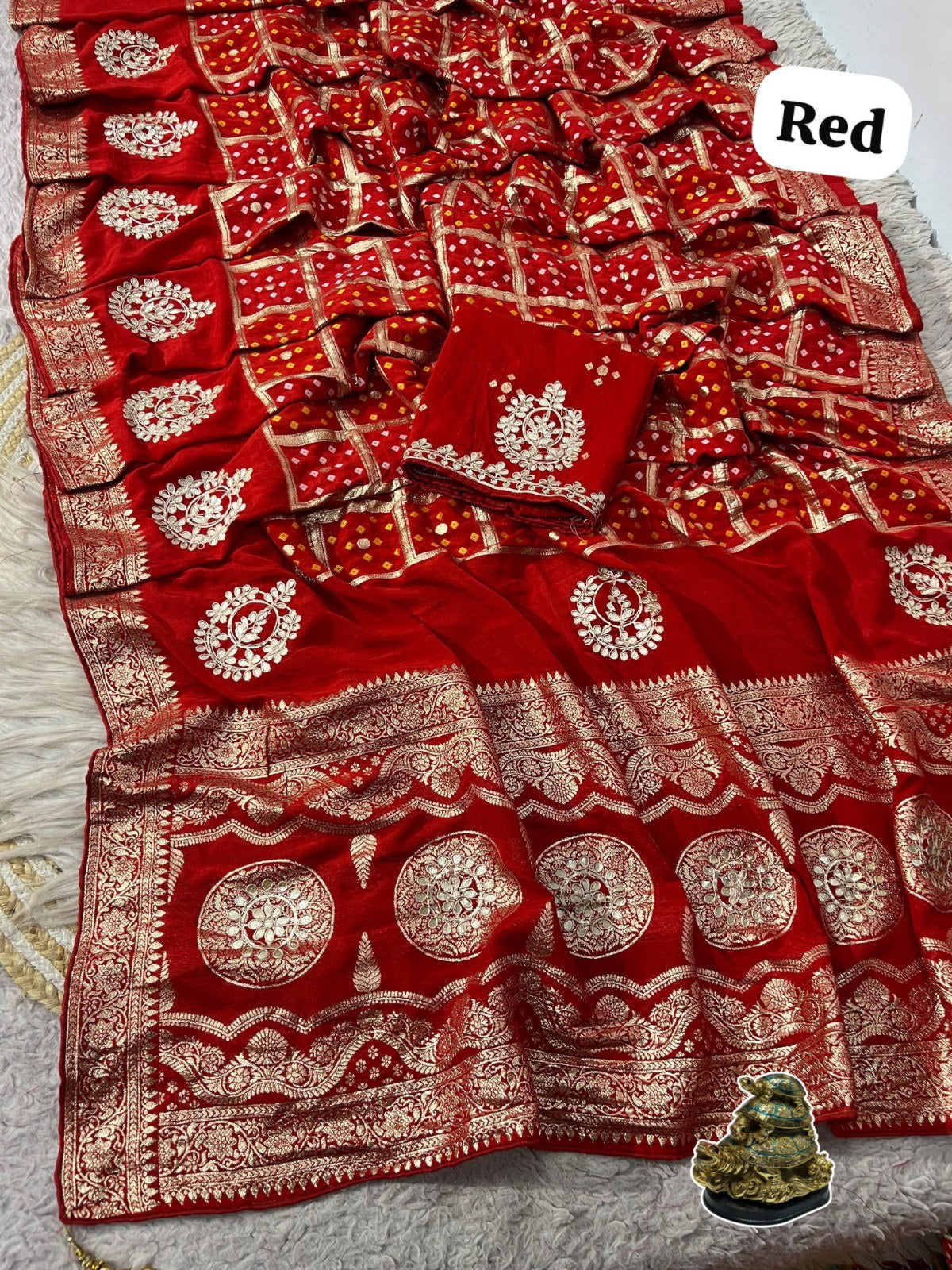 💕 Premium Dola Viscose Saree with Jaipuri Gotapatti Work