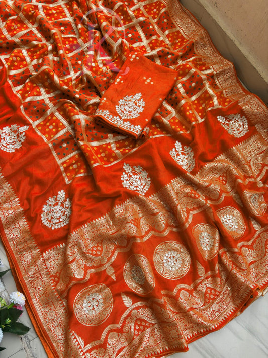 💕 Premium Dola Viscose Saree with Jaipuri Gotapatti Work