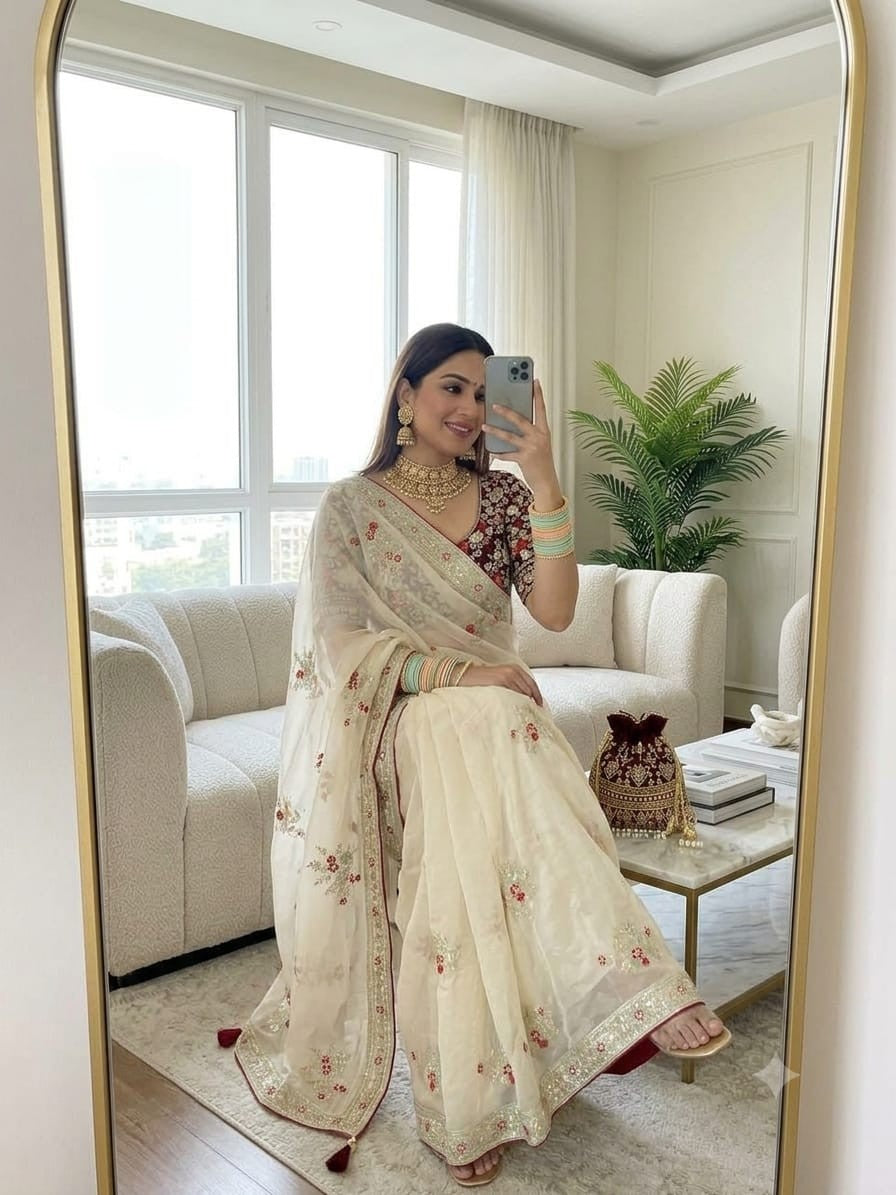 💖 Elegant & Exclusive Fendy Satin Saree 🥰