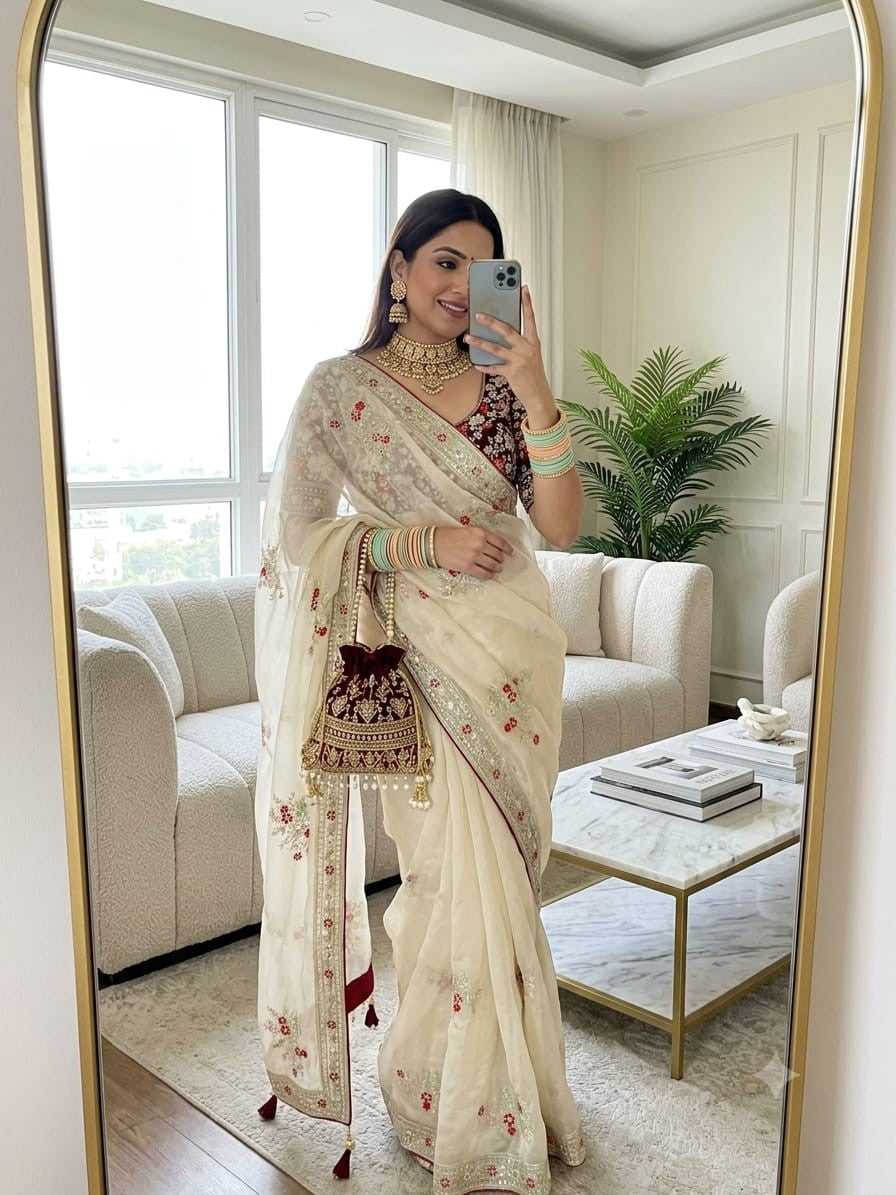 💖 Elegant & Exclusive Fendy Satin Saree 🥰