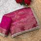 🌸 Elegant Ghungroo Work Banarasi Satin Chiffon Saree