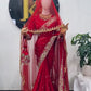 Karwa Chauth Special 🌹 Royal Red Rangoli Silk Saree Collection