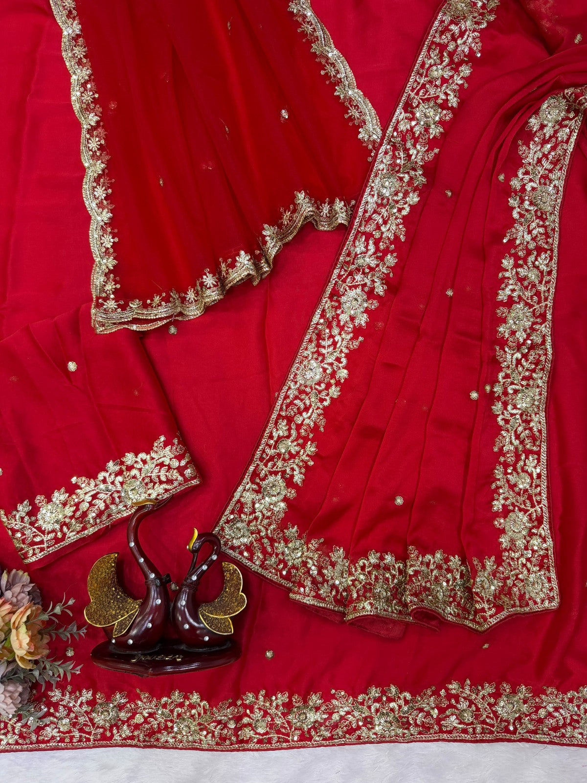 Karwa Chauth Special 🌹 Royal Red Rangoli Silk Saree Collection