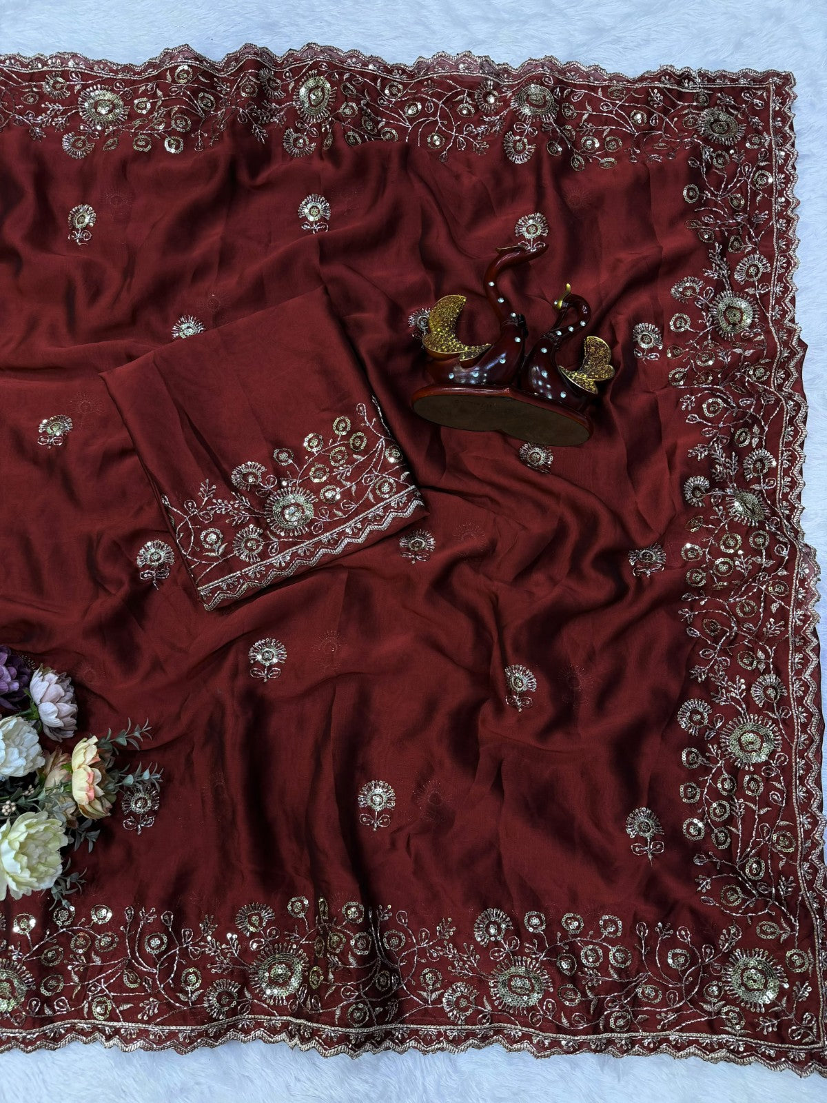 ✨ Elegant Soft Rangoli Silk Saree with Sequins & Zari Embroidery Work