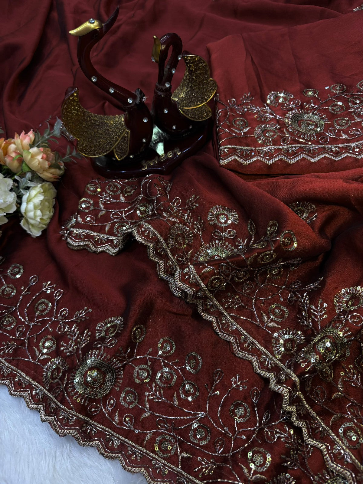 ✨ Elegant Soft Rangoli Silk Saree with Sequins & Zari Embroidery Work