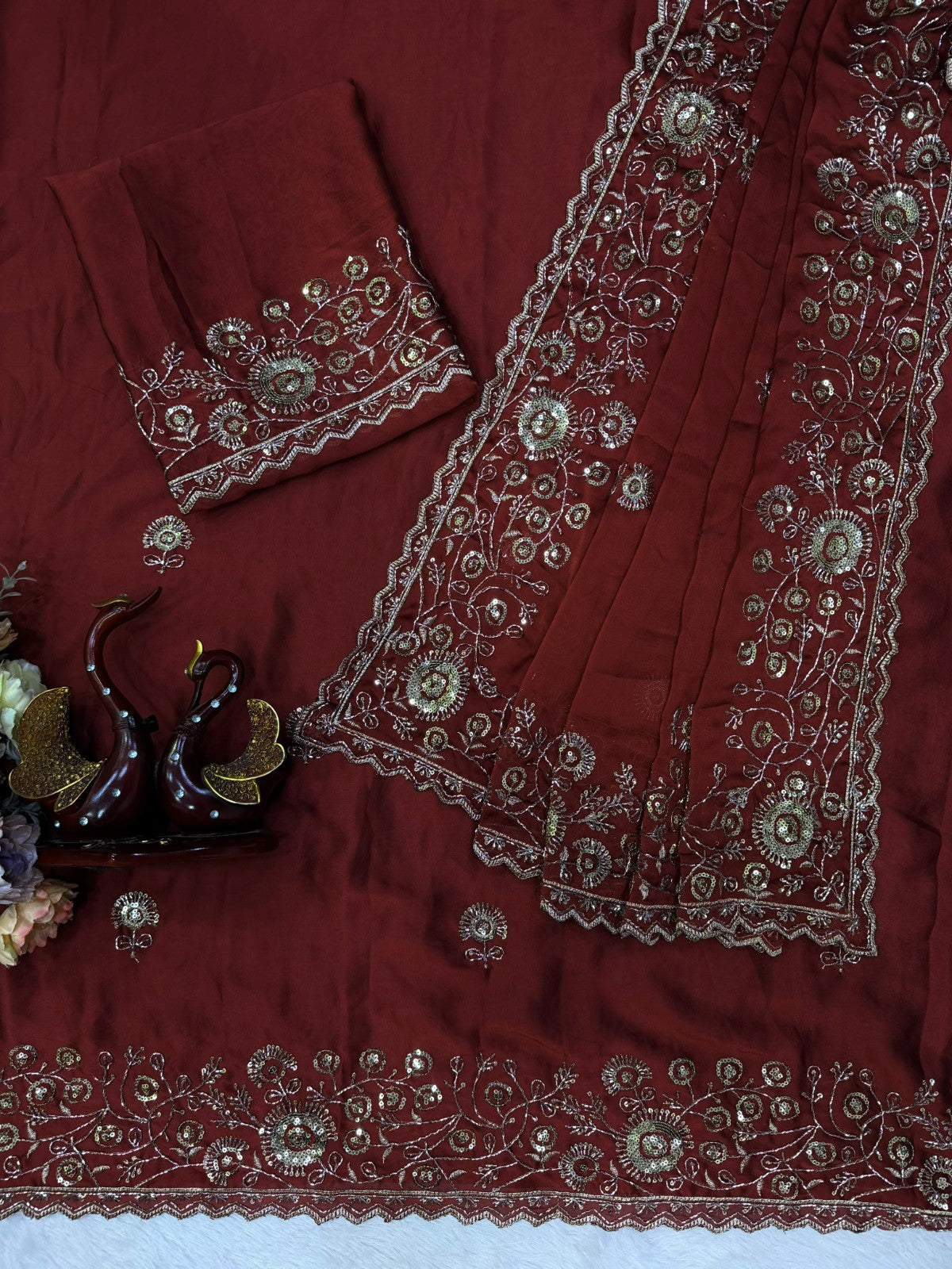 ✨ Elegant Soft Rangoli Silk Saree with Sequins & Zari Embroidery Work