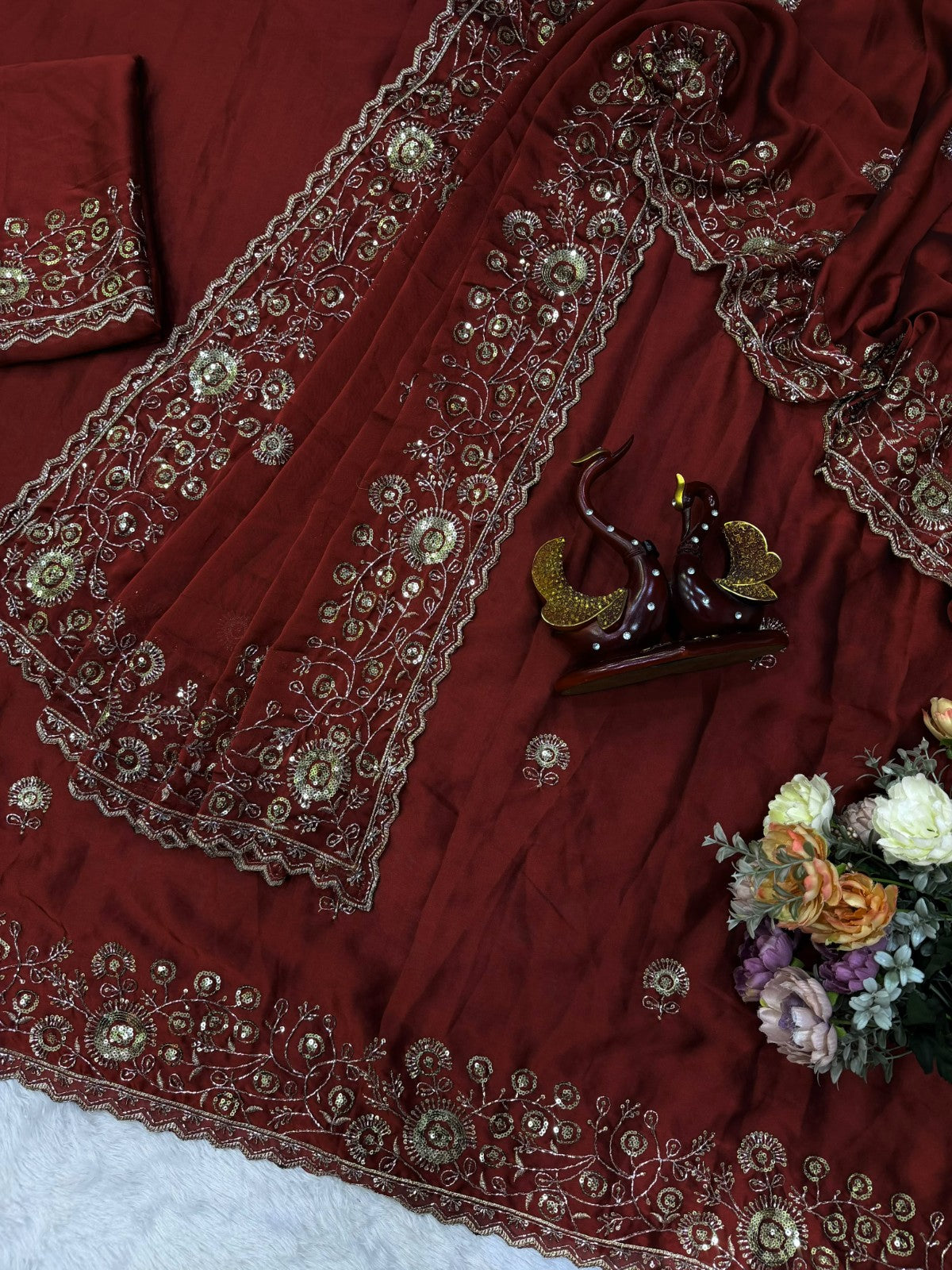 ✨ Elegant Soft Rangoli Silk Saree with Sequins & Zari Embroidery Work