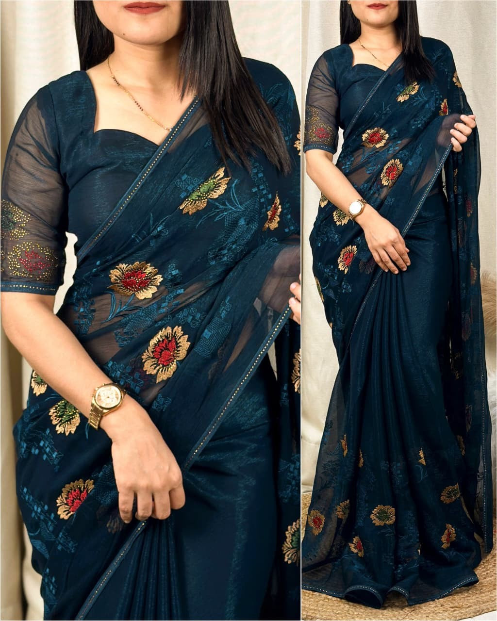 ✨ Sitara Sparkle – Elegant Embroidered Saree