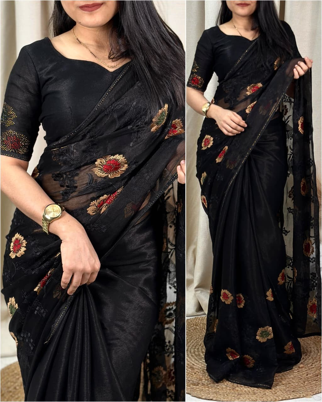 ✨ Sitara Sparkle – Elegant Embroidered Saree