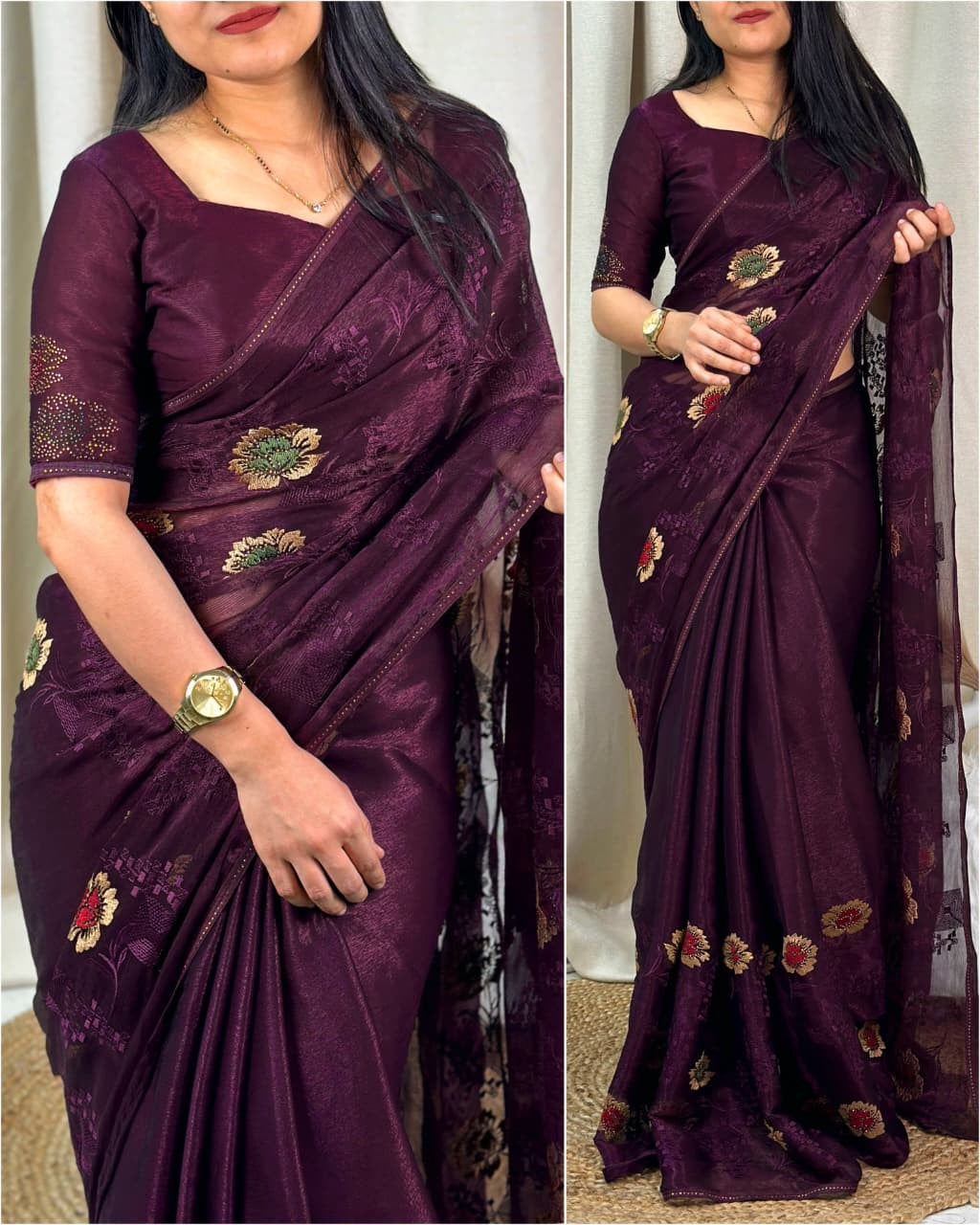 ✨ Sitara Sparkle – Elegant Embroidered Saree