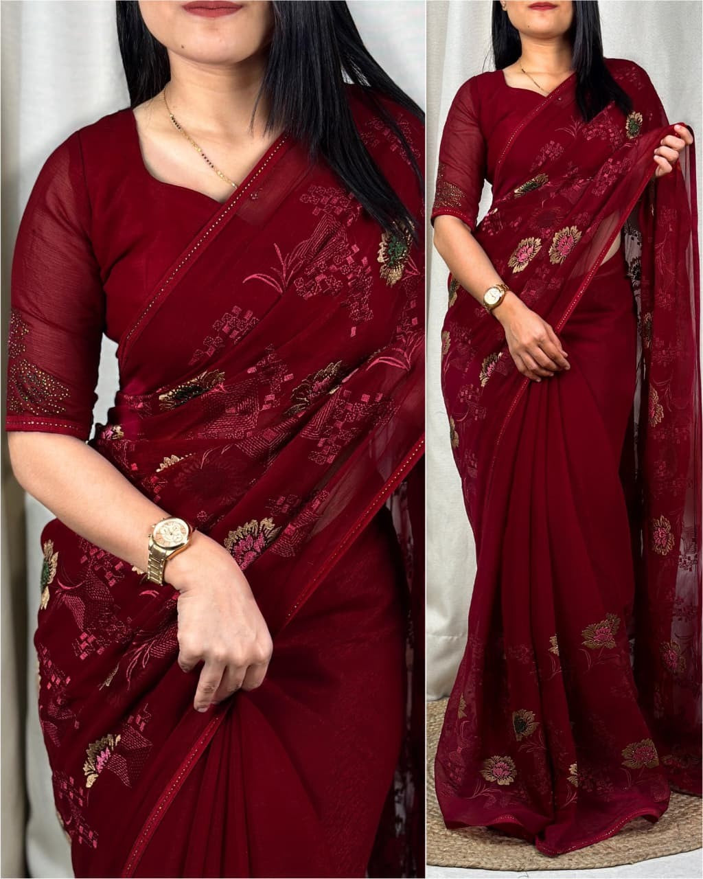✨ Sitara Sparkle – Elegant Embroidered Saree