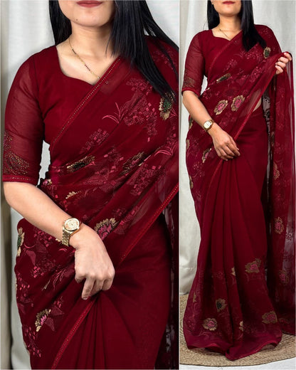 ✨ Sitara Sparkle – Elegant Embroidered Saree