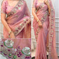Premium Valentino Silk Saree with Zari Strips & Sequin Embroidery