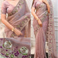 Premium Valentino Silk Saree with Zari Strips & Sequin Embroidery